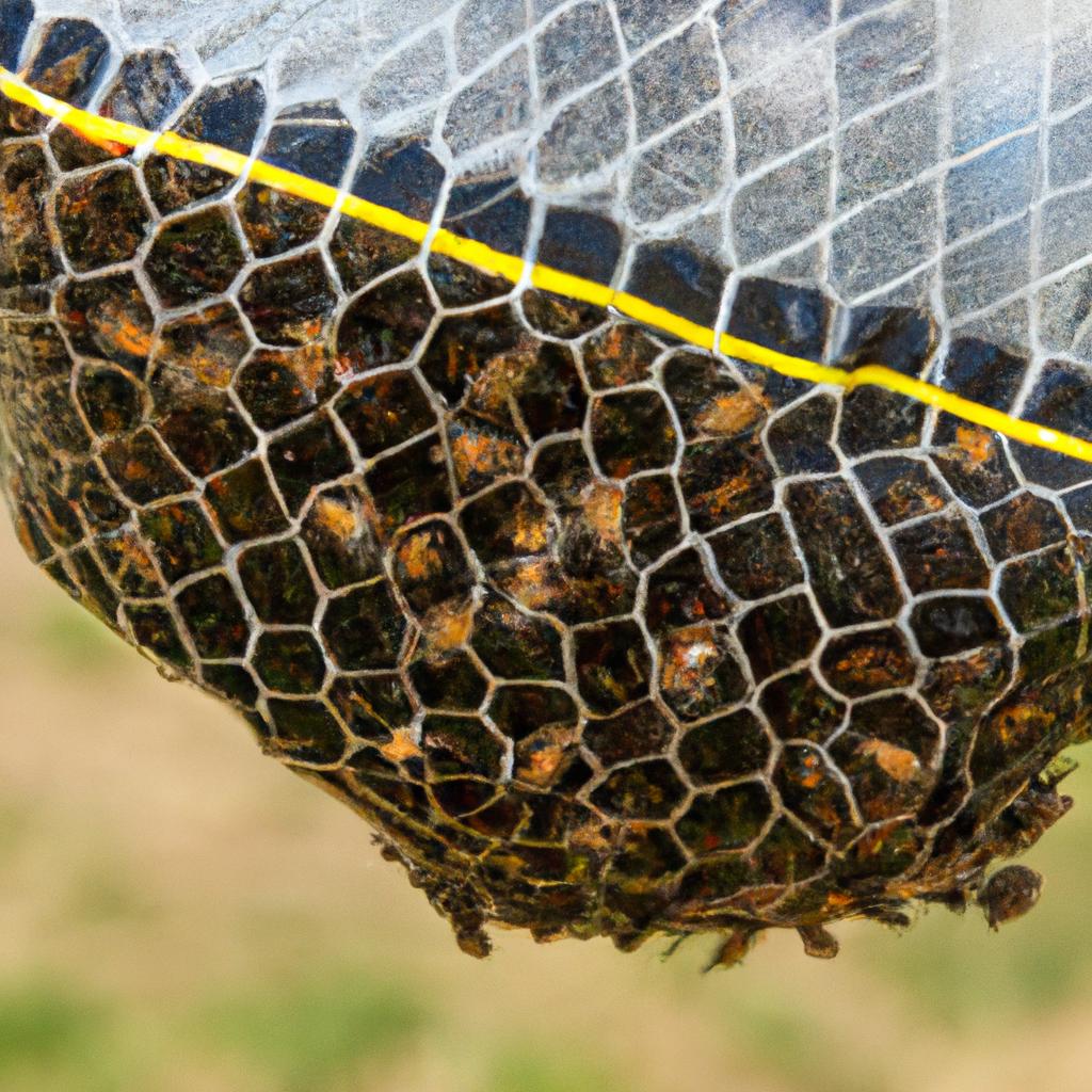 Bees are seen clinging to the mesh sides of a 3-pound package, eagerly awaiting their new home.