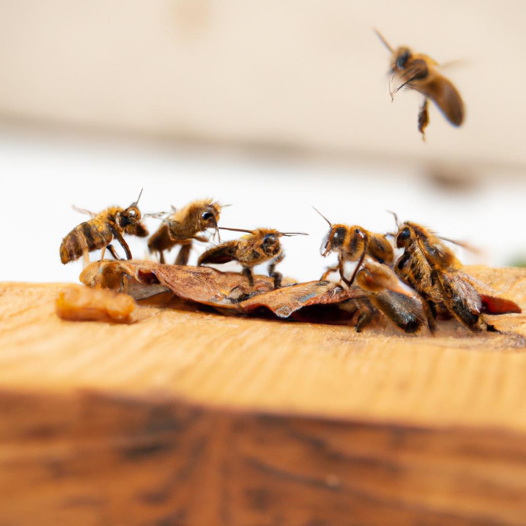 A close-up photo of bees feeding on a homemade candy board during winter