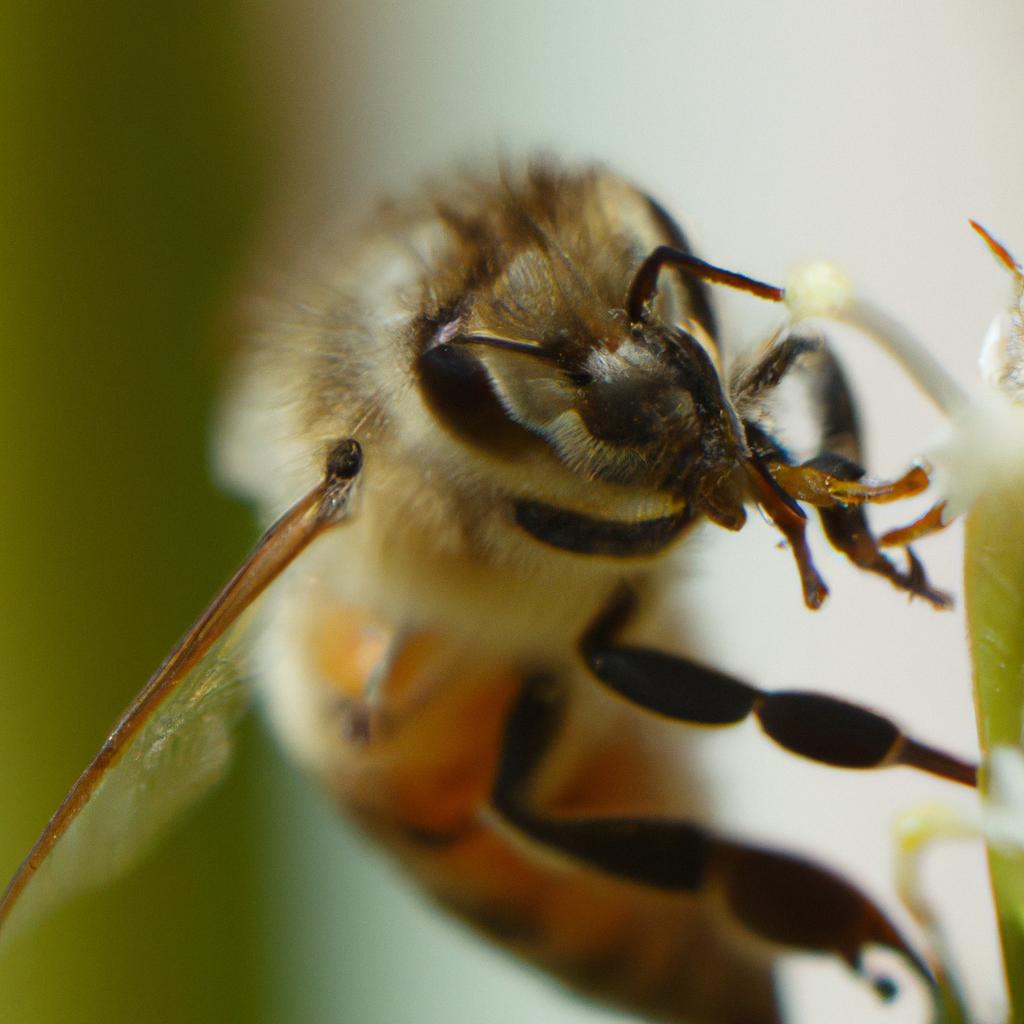 A honey bee taking a break from its search for pollen to sip sweet nectar.