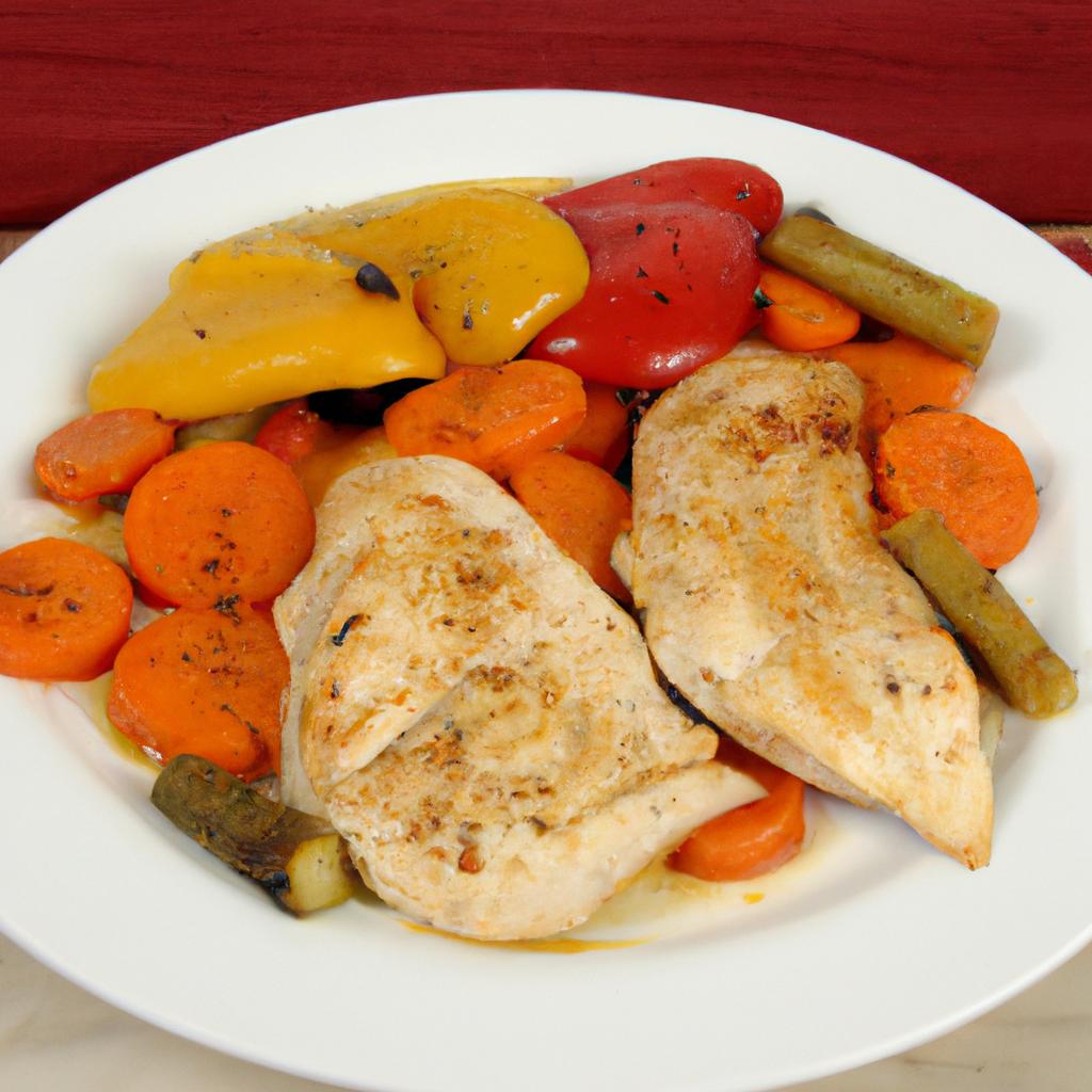 Serving chicken tenderloins with roasted vegetables makes a delicious and healthy meal