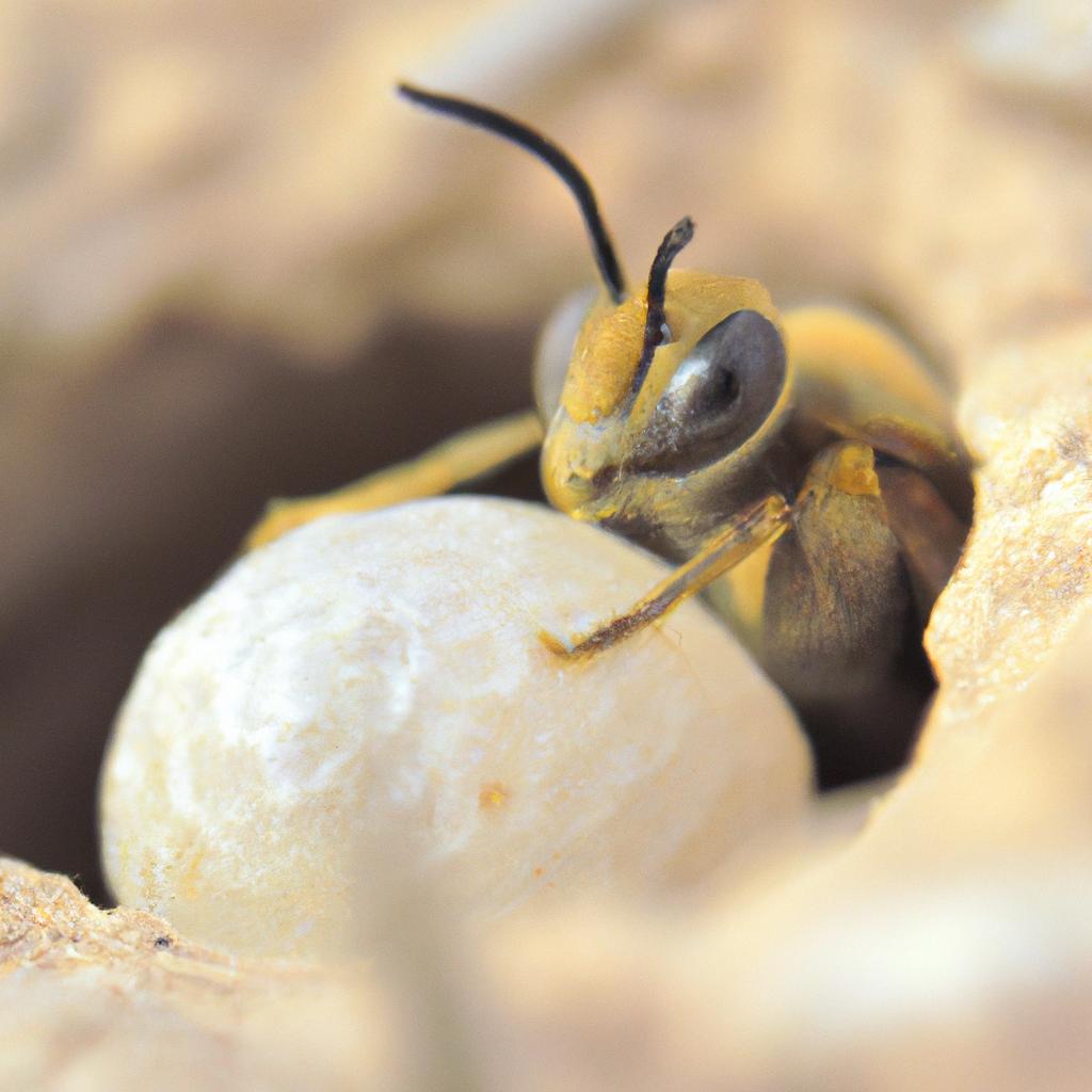 The queen bee lays an average of 1,500 eggs per day during her peak season