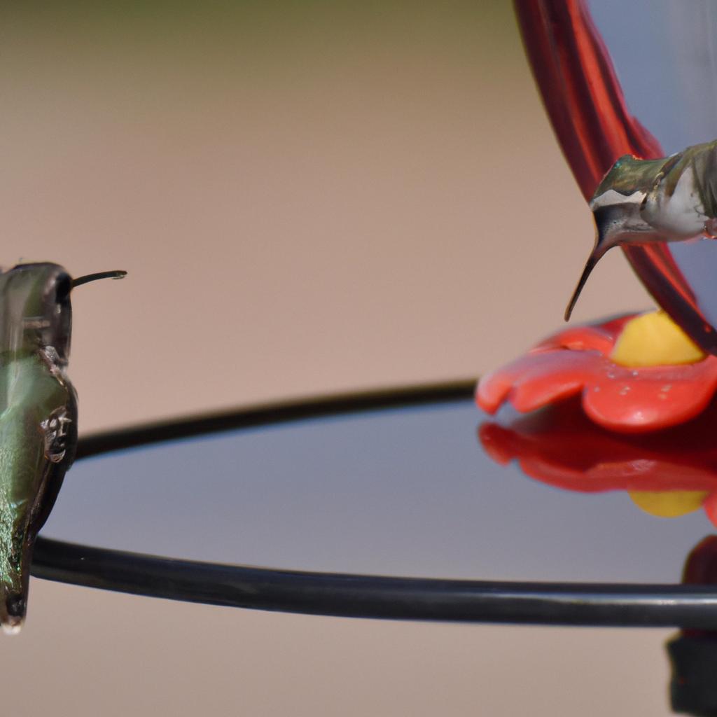 Mirrors can be used to distract aggressive hummingbirds.